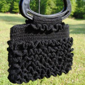 Black Crochet Ruffle Purse
